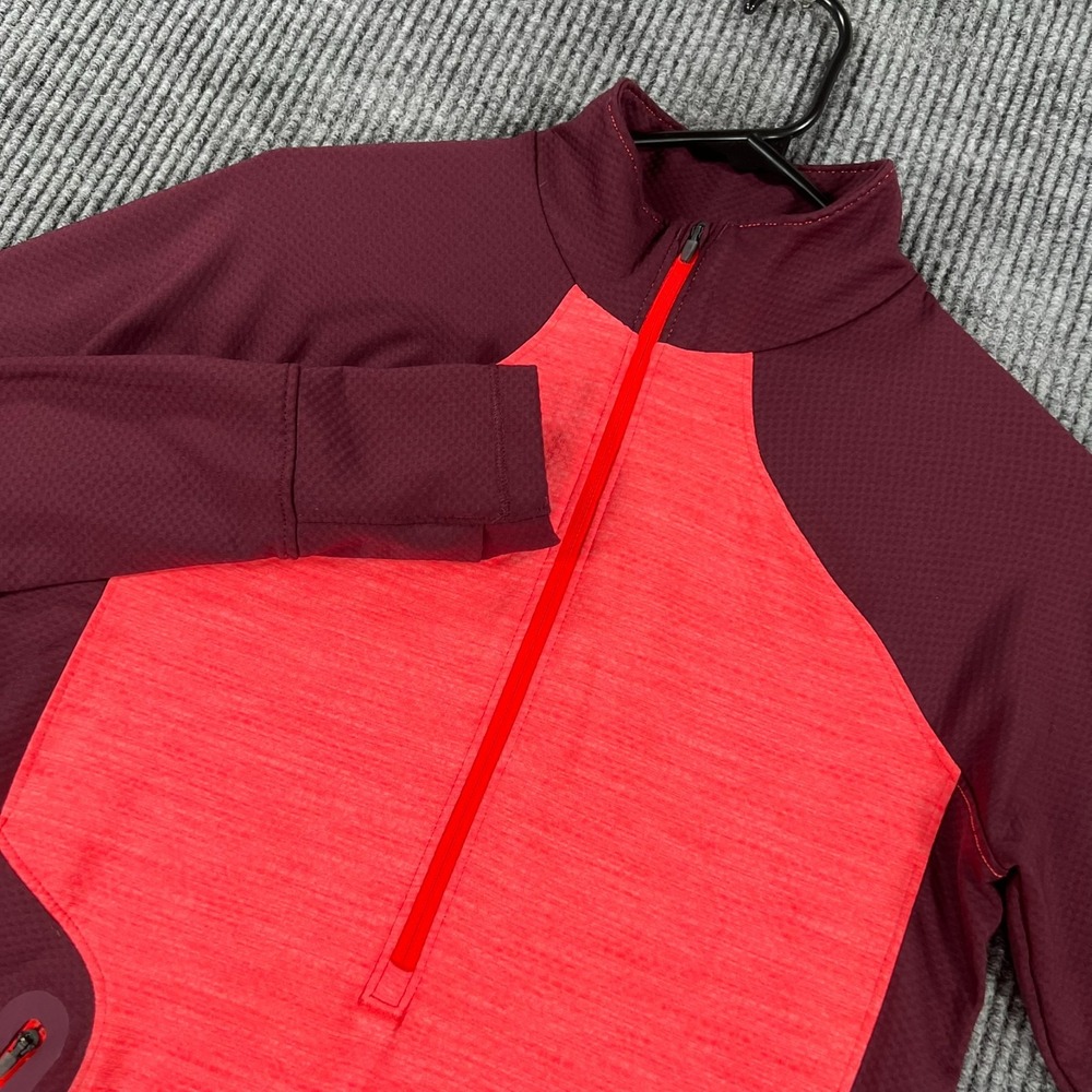 Under Armour Pullover Shirt Womens Medium Red Purple Long Sleeve 1/4 Zip Fitted